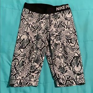 Nike pro snake print knee shorts